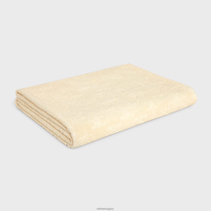 kiegészítők CELINE strandtörölköző monogramos frottír pamutból ekrü férfiak J6P4881691