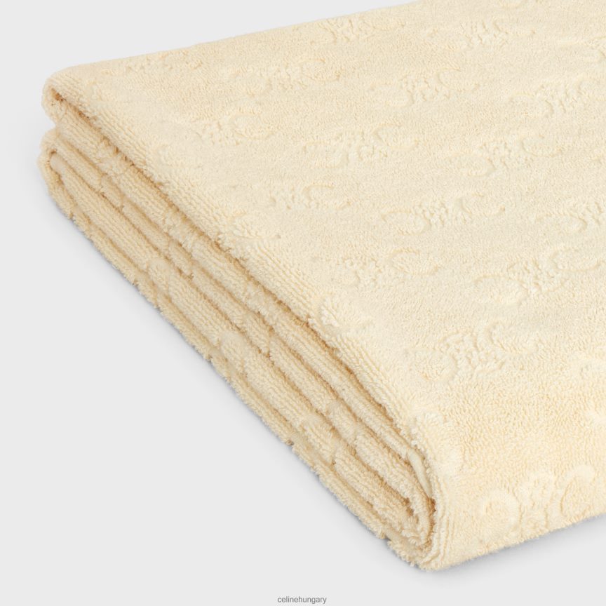 kiegészítők CELINE strandtörölköző monogramos frottír pamutból ekrü férfiak J6P4881691