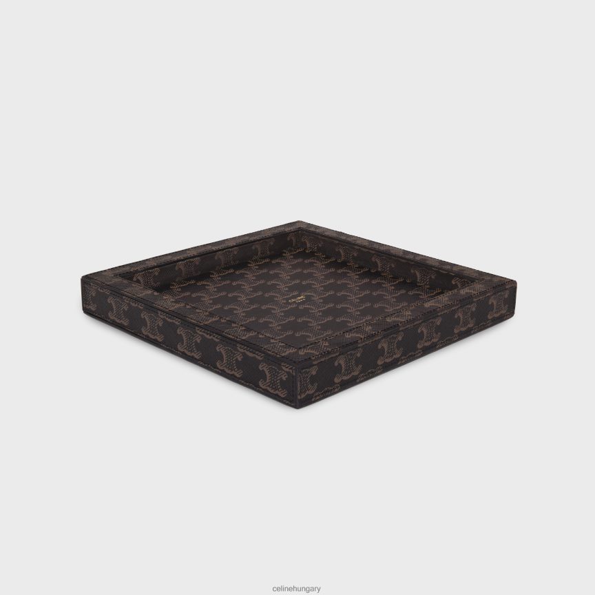 kiegészítők CELINE szögletes tálca báránybőrből triumphos vászonnyomattal fekete/barna férfiak J6P4881540