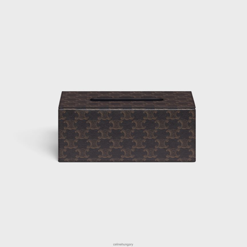 kiegészítők CELINE téglalap alakú papírzsebkendő-doboz triumph vászonban fekete/barna férfiak J6P4881495