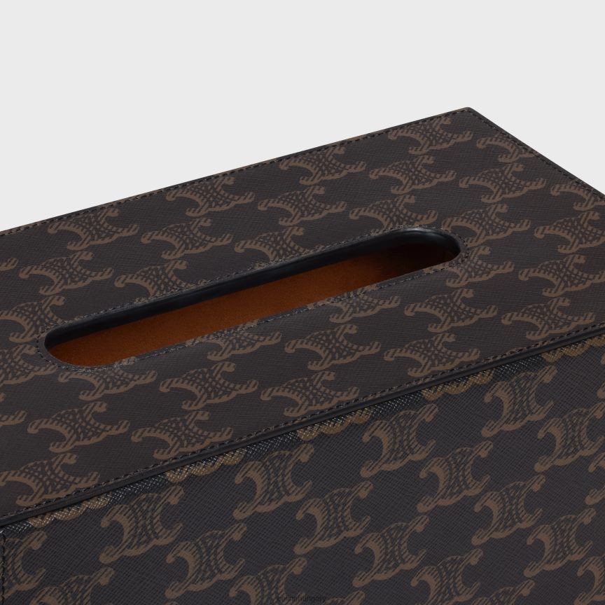 kiegészítők CELINE téglalap alakú papírzsebkendő-doboz triumph vászonban fekete/barna férfiak J6P4881495