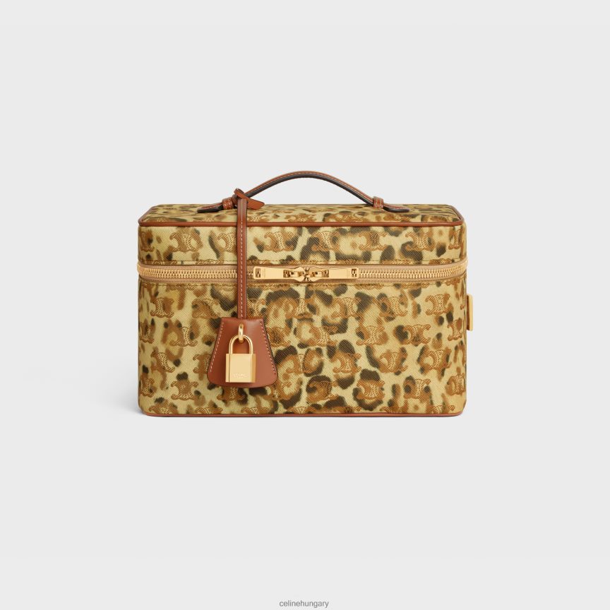 kiegészítők CELINE utazási kozmetikai tok triumph vászon nyomattal és borjúbőrrel leopárd férfiak J6P4881567