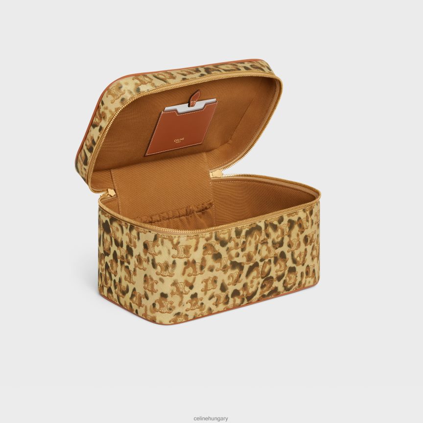 kiegészítők CELINE utazási kozmetikai tok triumph vászon nyomattal és borjúbőrrel leopárd férfiak J6P4881567