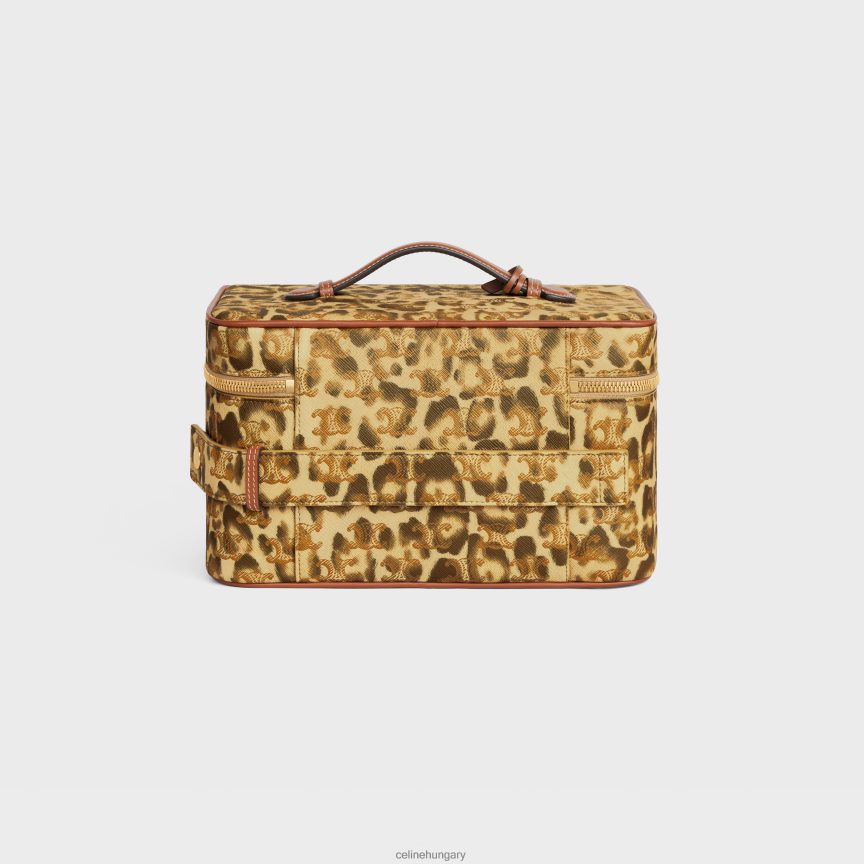 kiegészítők CELINE utazási kozmetikai tok triumph vászon nyomattal és borjúbőrrel leopárd férfiak J6P4881567