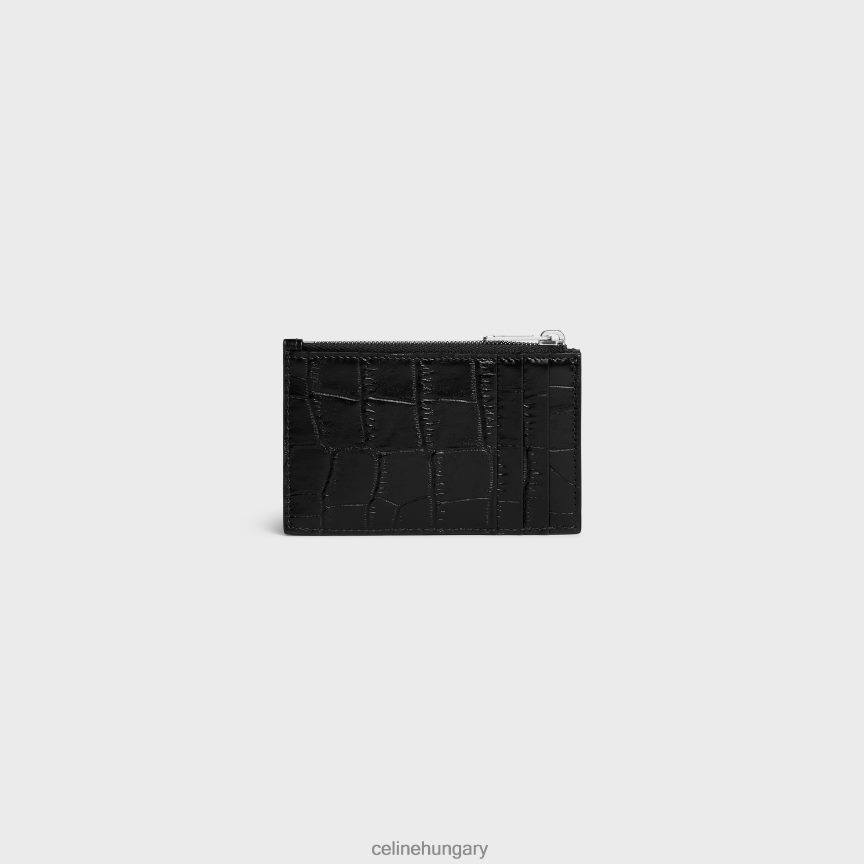 kiegészítők CELINE cipzáras kártyatartó krokodil dombornyomott borjúbőrből fekete férfiak J6P4882153