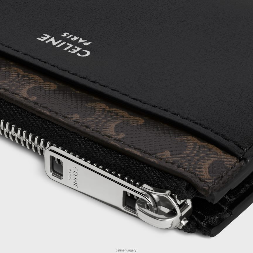 kiegészítők CELINE cipzáras kártyatartó triumph vászonból és báránybőrből fekete férfiak J6P4882125