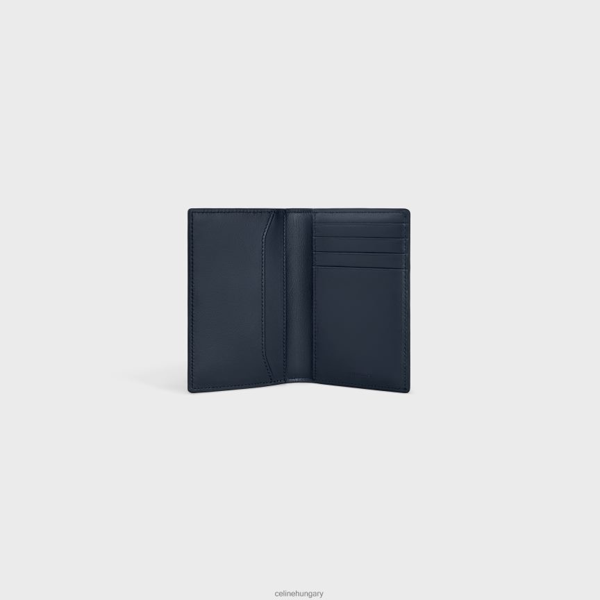 kiegészítők CELINE függőleges kártyatartó fényes borjúbőrből bleu sacre férfiak J6P4882158