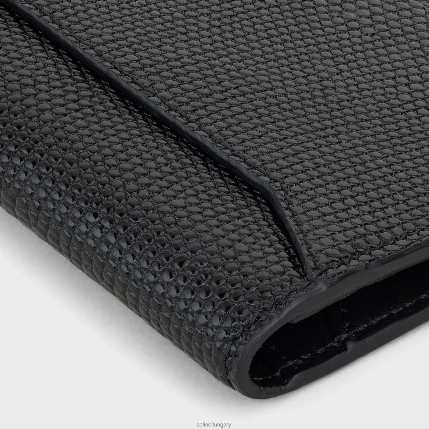 kiegészítők CELINE függőleges kártyatartó gyík dombornyomott borjúbőrből fekete férfiak J6P4882157