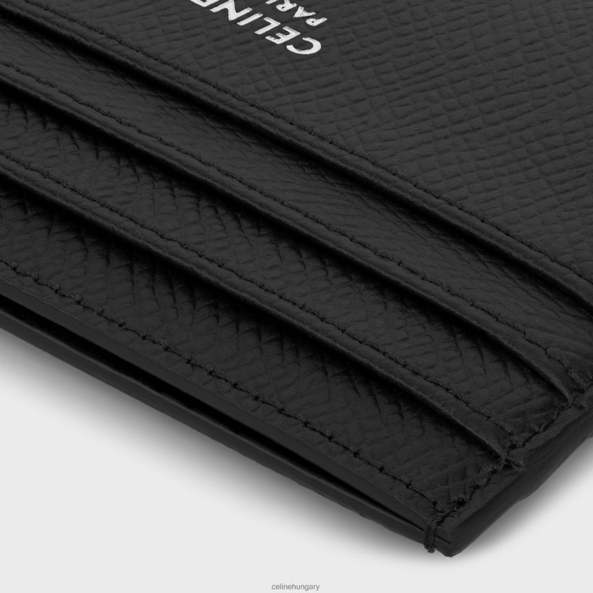 kiegészítők CELINE nagyméretű kártyatartó szemcsés borjúbőrből fekete férfiak J6P4882150