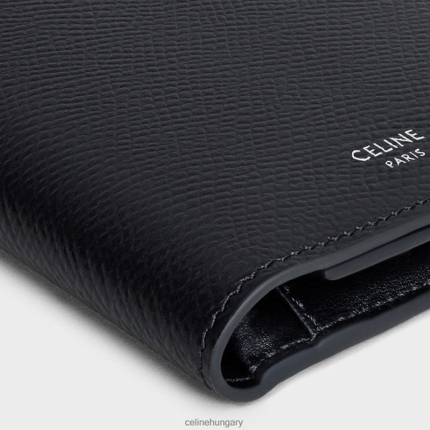 kiegészítők CELINE függőleges pénztárca érmetartóval, szemcsés borjúbőrből fekete férfiak J6P4882169