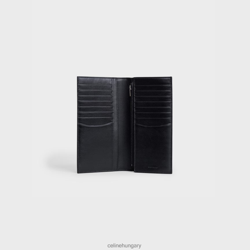 kiegészítők CELINE függőleges pénztárca érmetartóval, szemcsés borjúbőrből fekete férfiak J6P4882169