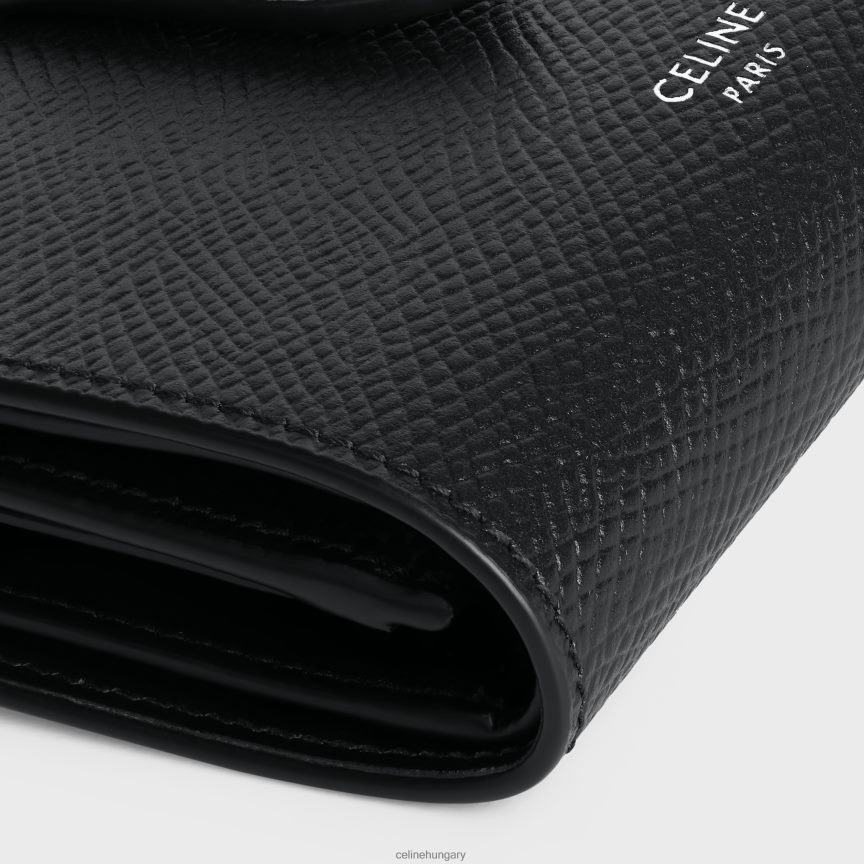 kiegészítők CELINE finom pántos pénztárca szemcsés borjúbőrből fekete férfiak J6P4882165
