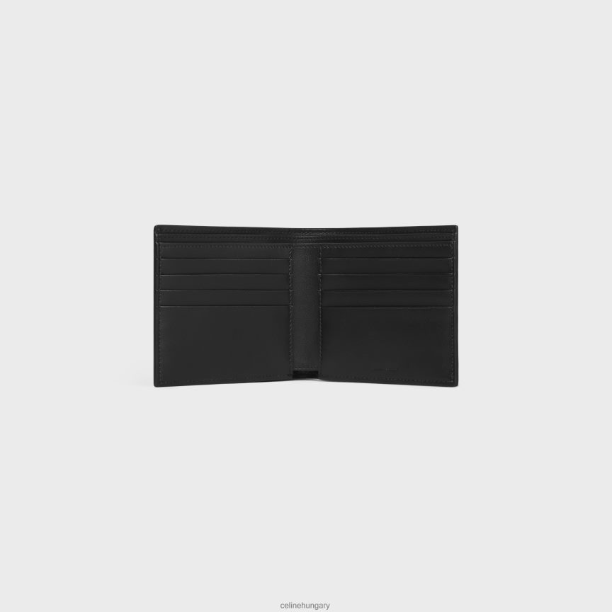 kiegészítők CELINE kétfelé hajtható borjúbőr pénztárca triumfos dombornyomással fekete férfiak J6P4882111