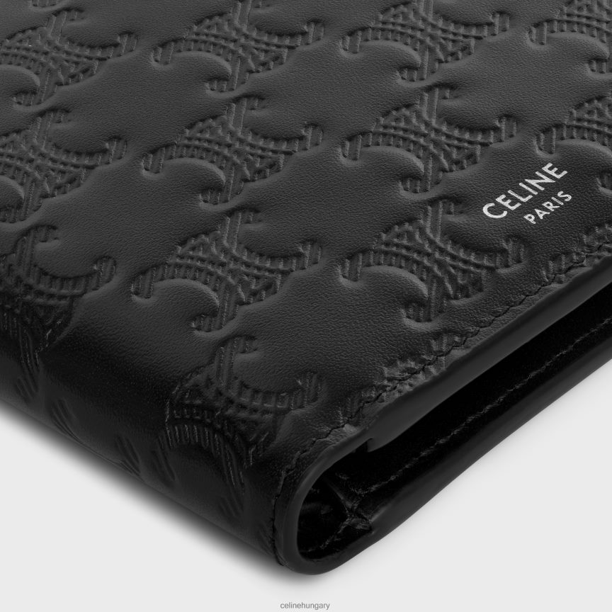 kiegészítők CELINE kétfelé hajtható borjúbőr pénztárca triumfos dombornyomással fekete férfiak J6P4882111