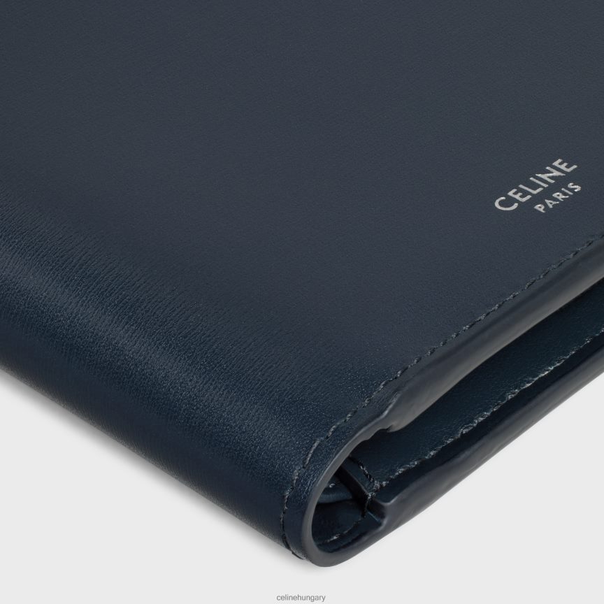 kiegészítők CELINE kétfelé hajtható pénztárca fényes borjúbőrből bleu sacre férfiak J6P4882162