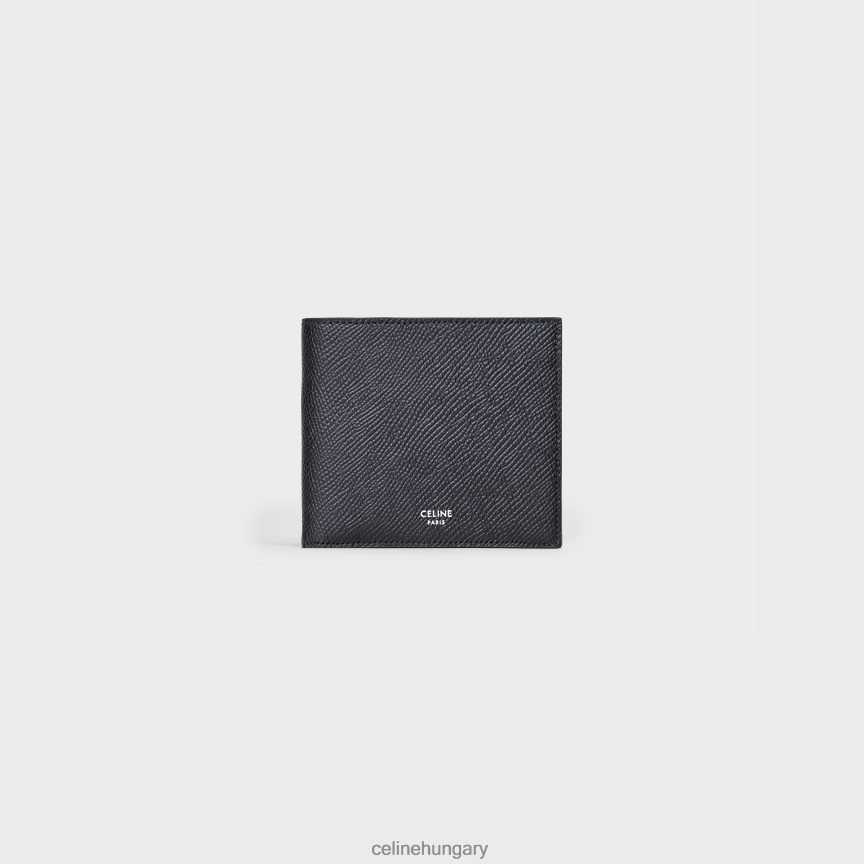 kiegészítők CELINE kétfelé hajtható pénztárca érmerekesszel szemcsés borjúbőrből fekete férfiak J6P4882159