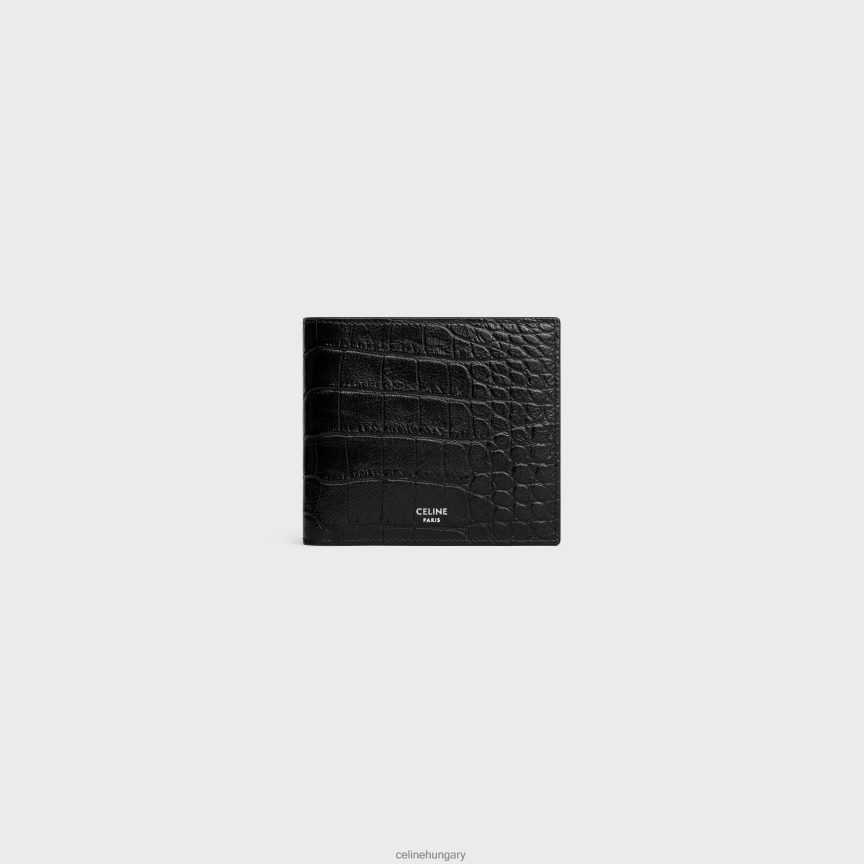 kiegészítők CELINE kétfelé hajtható pénztárca érmetartóval, krokodil dombornyomott borjúbőrből fekete férfiak J6P4882164