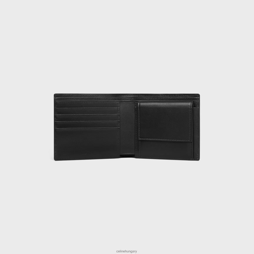 kiegészítők CELINE kétfelé hajtható pénztárca érmetartóval, krokodil dombornyomott borjúbőrből fekete férfiak J6P4882164