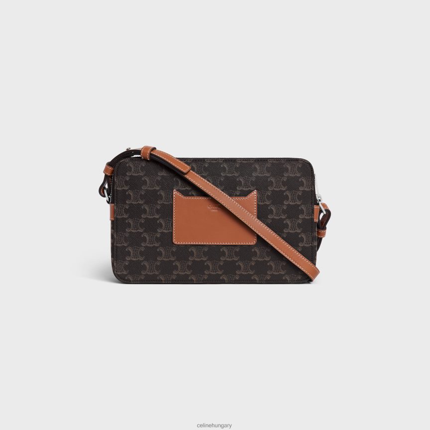 kiegészítők CELINE Messenger dupla cipzáras triomphe vászon nyomattal Cser férfiak J6P4882081