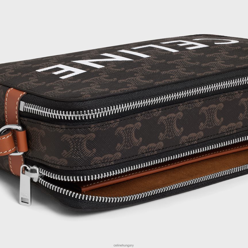 kiegészítők CELINE Messenger dupla cipzáras triomphe vászon nyomattal Cser férfiak J6P4882081