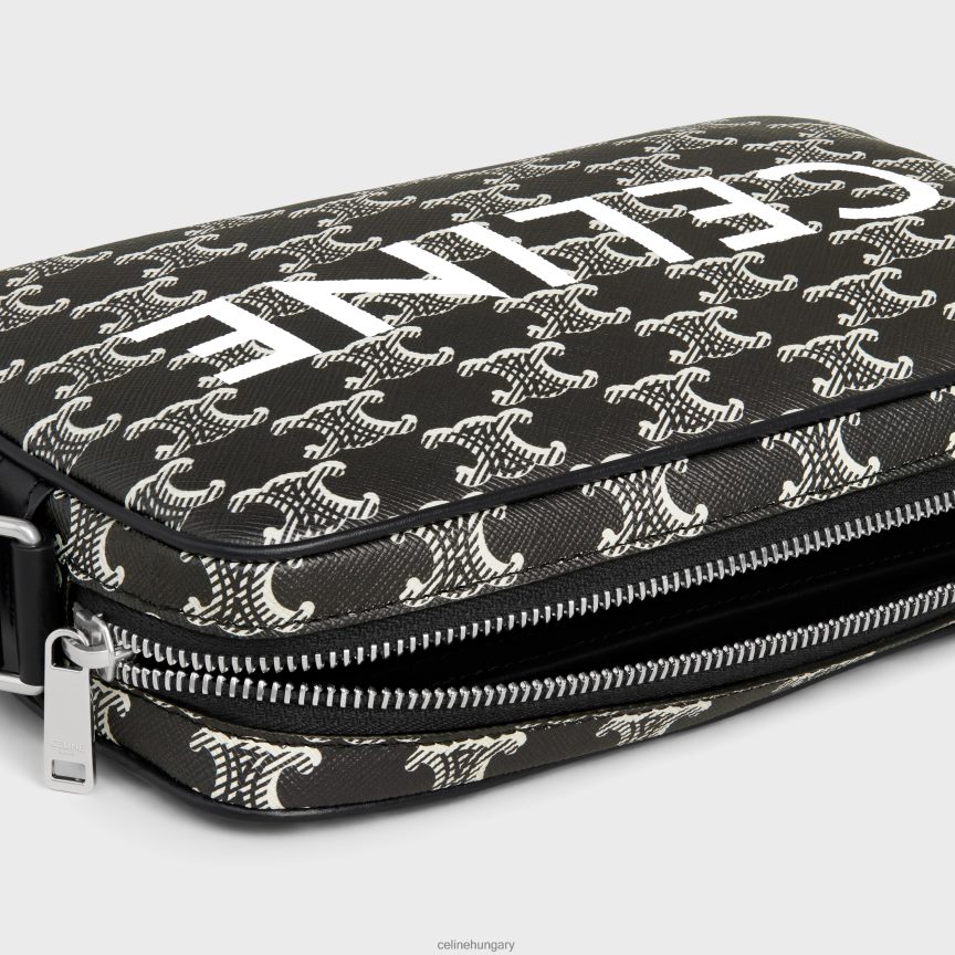 kiegészítők CELINE közepes futártáska triomphe vászonból, kéttónusú nyomattal fekete-fehér férfiak J6P4882082