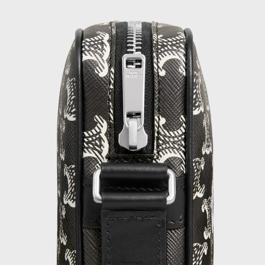 kiegészítők CELINE közepes futártáska triomphe vászonból, kéttónusú nyomattal fekete-fehér férfiak J6P4882082