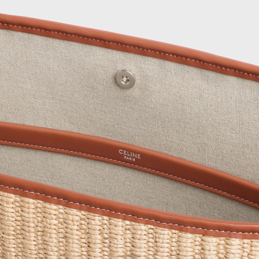 kiegészítők CELINE nagyméretű, raffia hatású textil kabinok hímzéssel természetes/barna férfiak J6P4882110