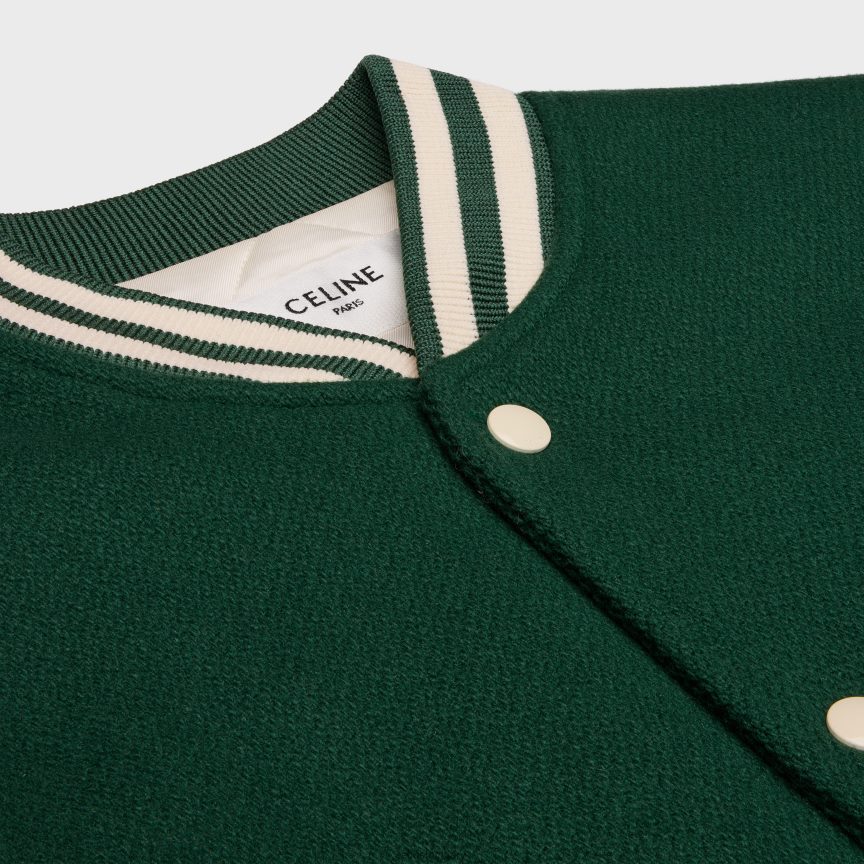 ruházat CELINE bő teddy kabát texturált gyapjúból zöld férfiak J6P4881777