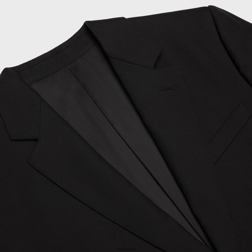 ruházat CELINE dobozos kabát gabardin gyapjúból fekete férfiak J6P4881884