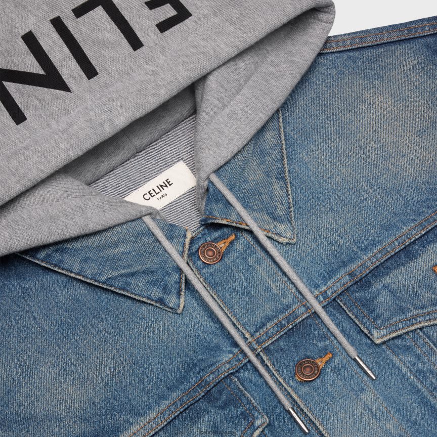 ruházat CELINE kamionos farmer dzseki szakszervezeti mosás férfiak J6P4881856