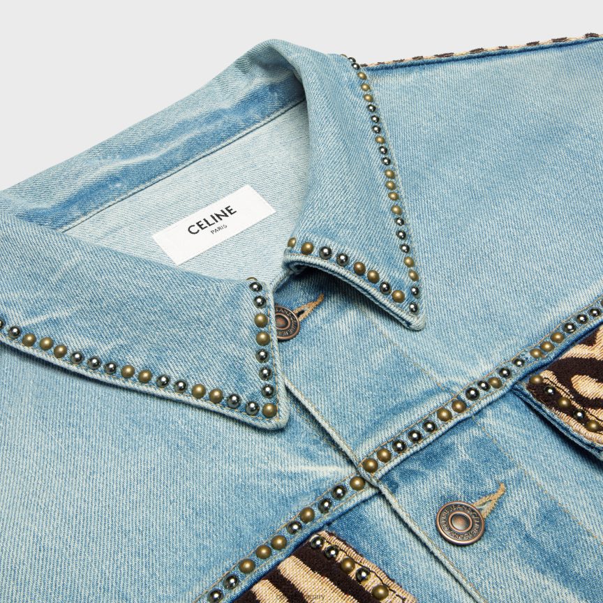 ruházat CELINE kamionos kabát zebramintás farmerből öröktiszta mosás férfiak J6P4881857