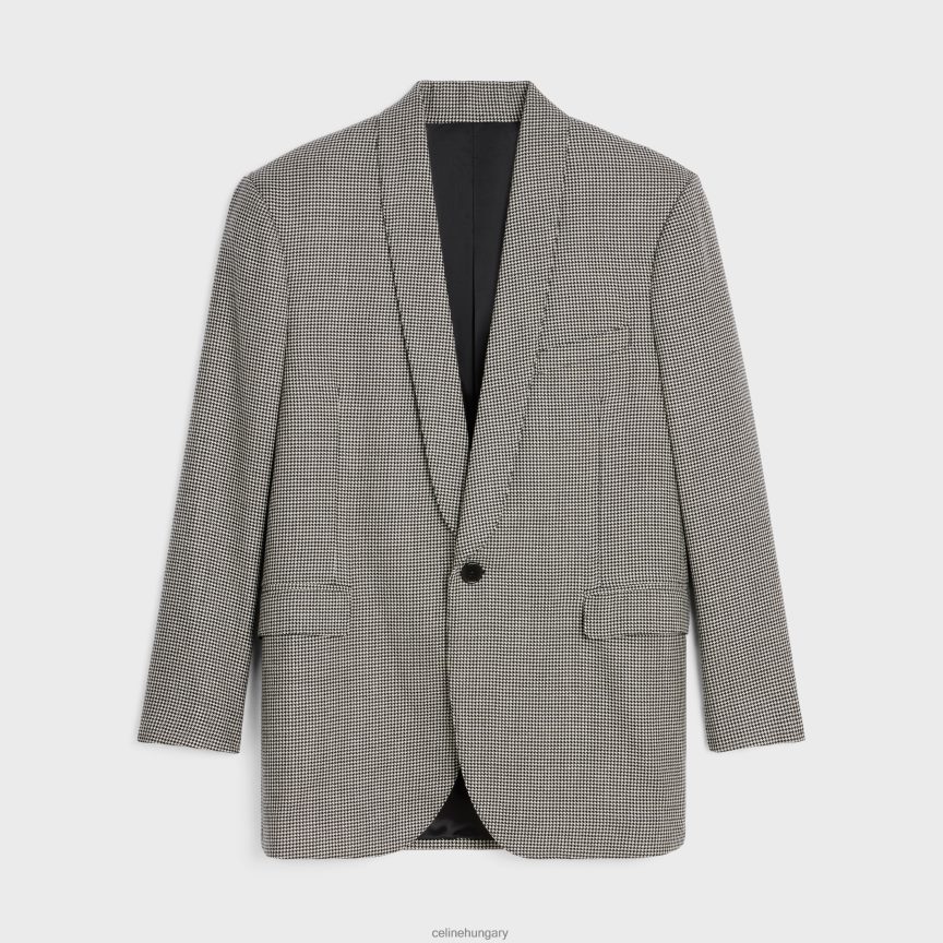 ruházat CELINE kasmír gyapjú dobozos kabát craie/noir férfiak J6P4881886