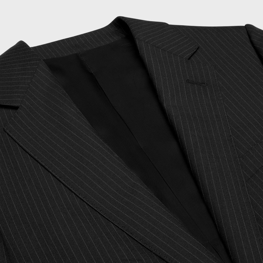 ruházat CELINE klasszikus csíkos flanel kabát noir/gris férfiak J6P4881875