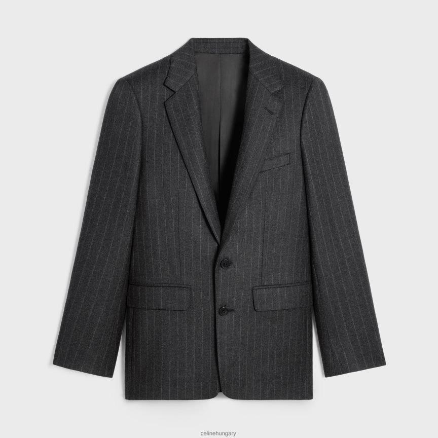 ruházat CELINE klasszikus csíkos flanel kabát szürke melanzs férfiak J6P4881876