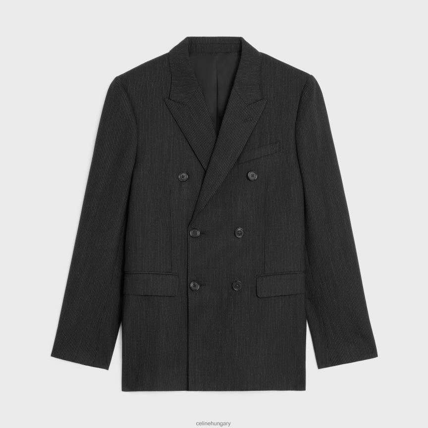 ruházat CELINE klasszikus csíkos gyapjú kabát fekete-fehér férfiak J6P4881882