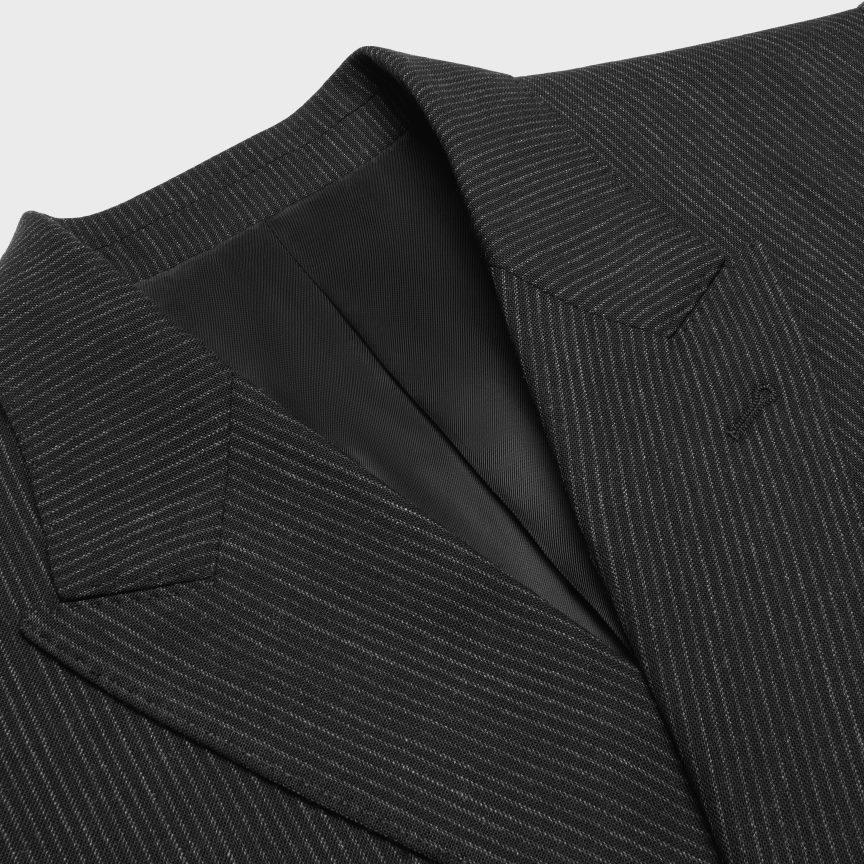 ruházat CELINE klasszikus csíkos gyapjú kabát fekete-fehér férfiak J6P4881882