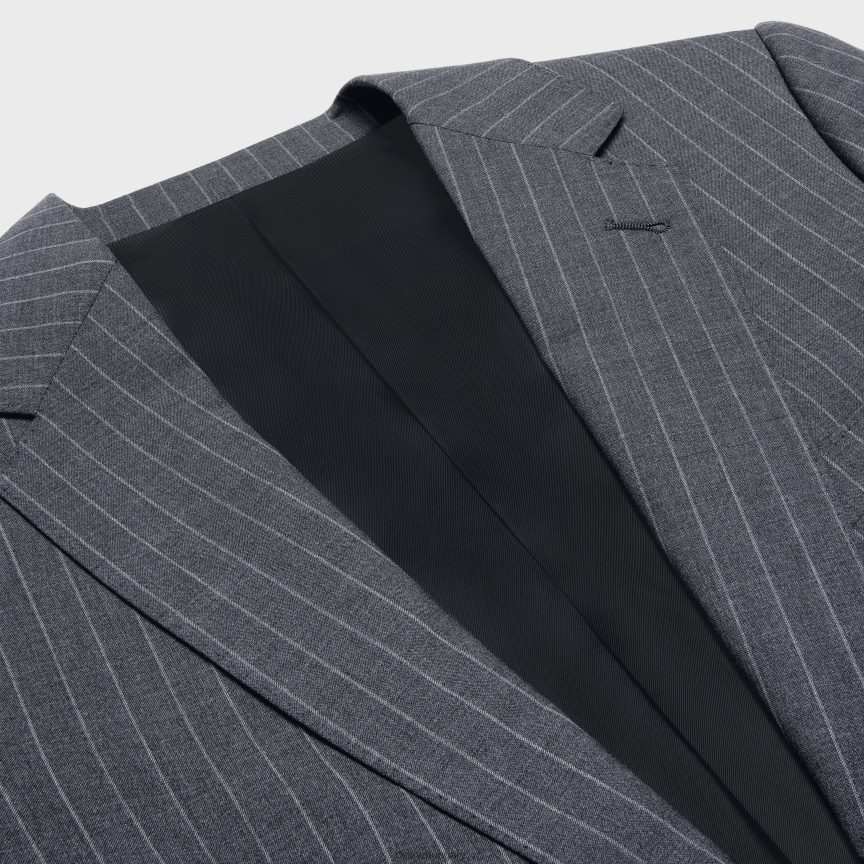 ruházat CELINE klasszikus csíkos gyapjú kabát gris/craie férfiak J6P4881872