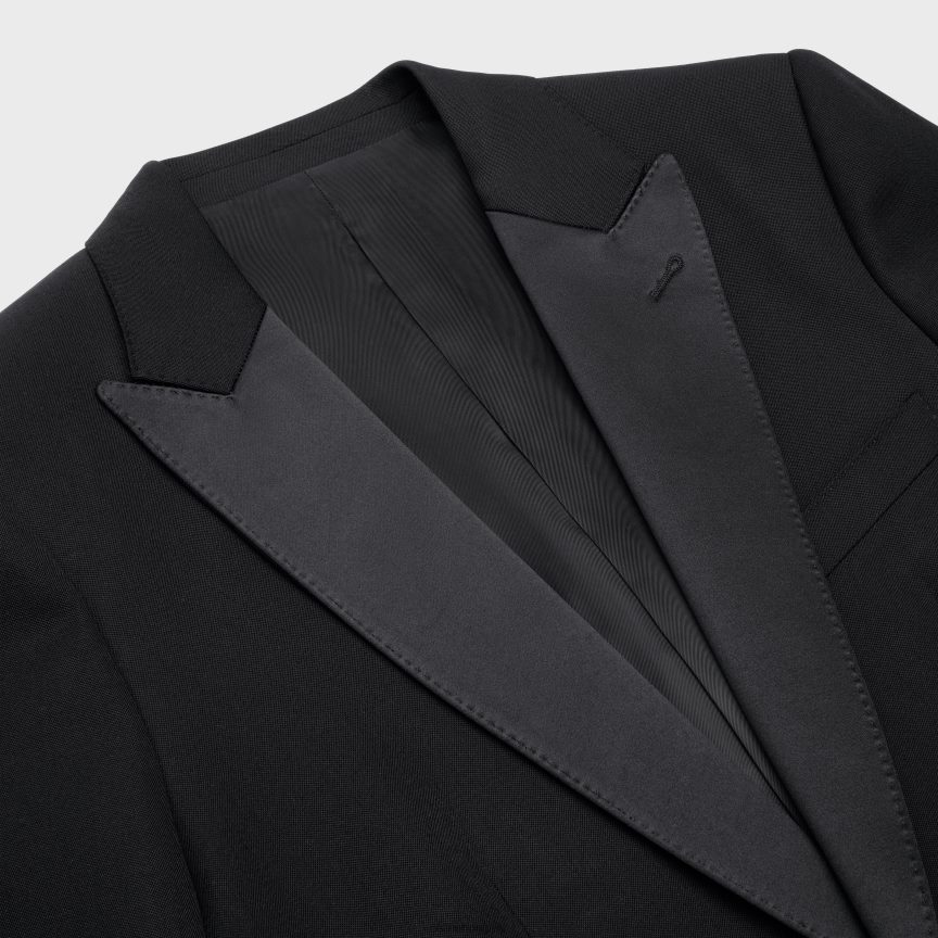 ruházat CELINE klasszikus szmoking kabát grain de poudre színben fekete férfiak J6P4881881