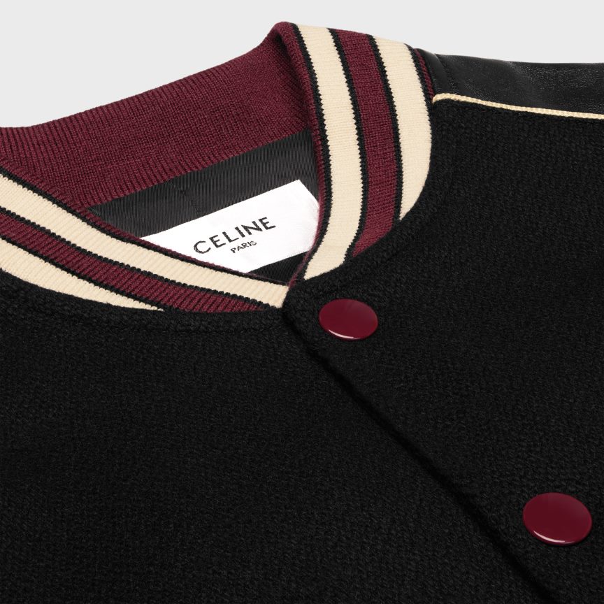 ruházat CELINE klasszikus teddy kabát texturált gyapjúból fekete/bordó férfiak J6P4881837