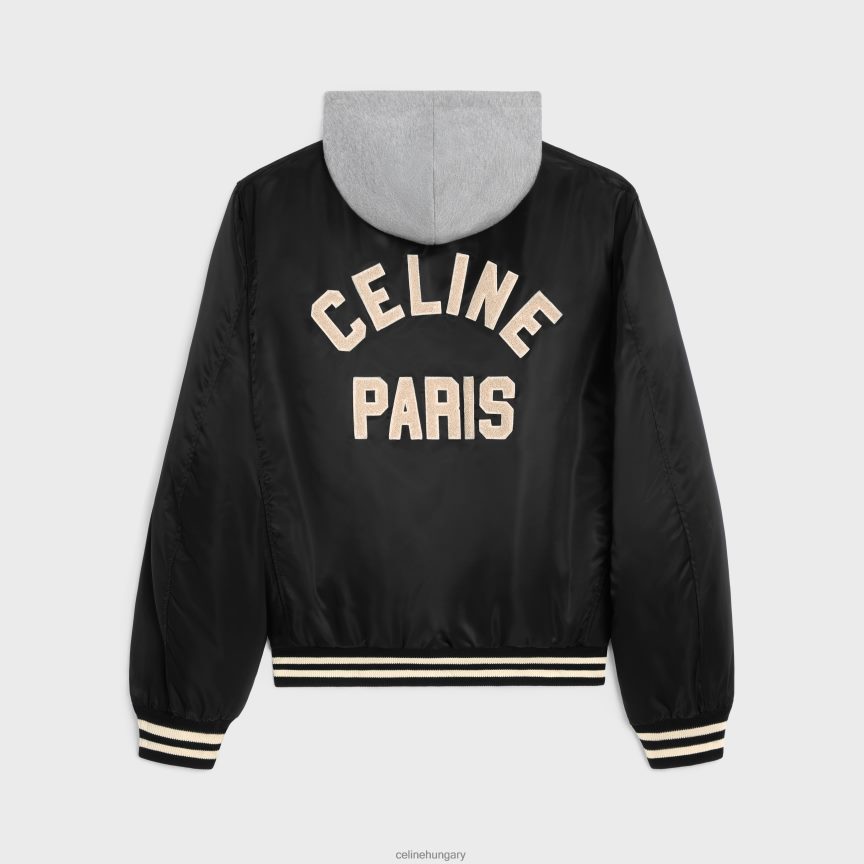 ruházat CELINE túlméretezett kapucnis nylon kabát fekete férfiak J6P4881853