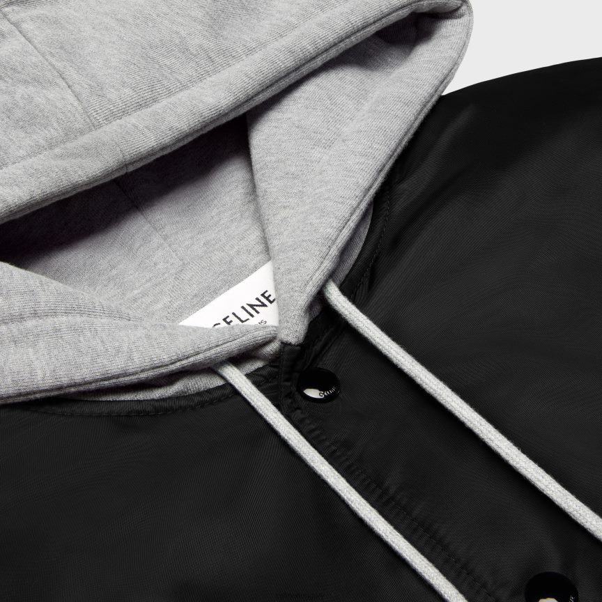 ruházat CELINE túlméretezett kapucnis nylon kabát fekete férfiak J6P4881853