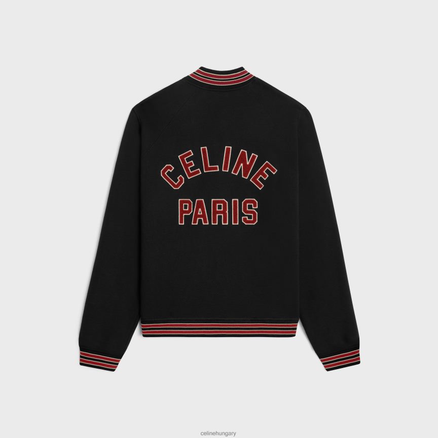 ruházat CELINE teddy egyetemi kabát pamut polárból fekete/vörös szőlő/törtfehér férfiak J6P4881776