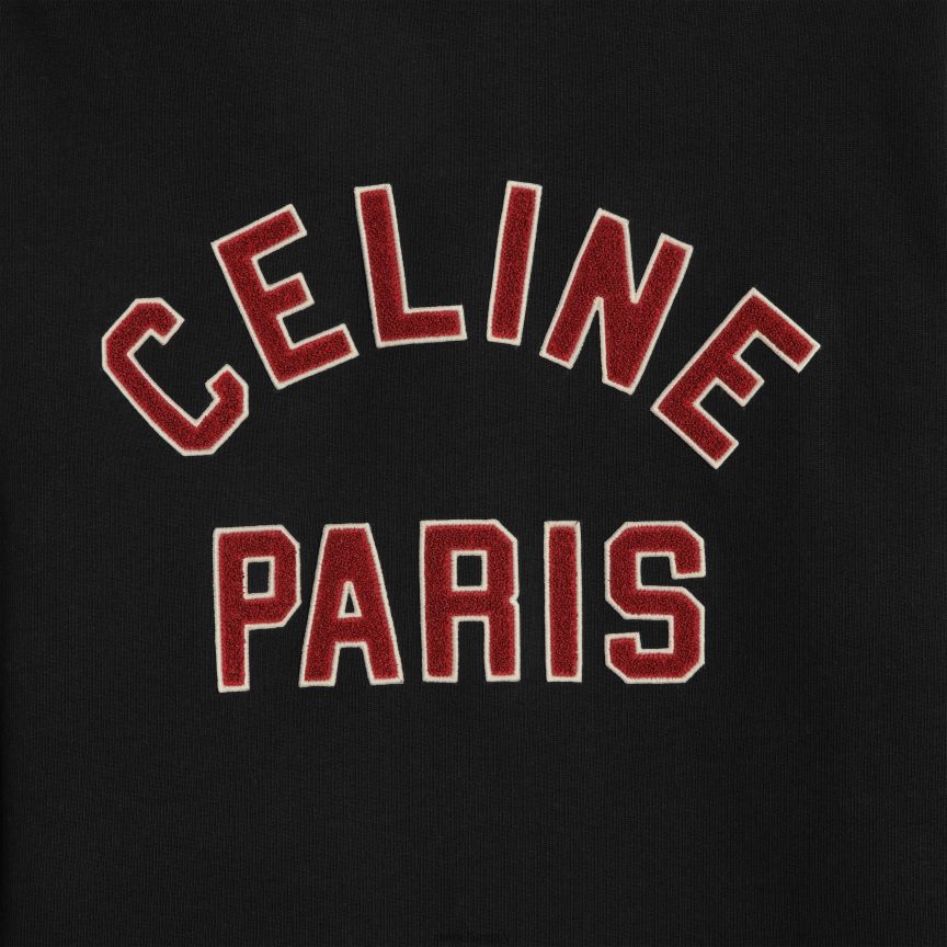 ruházat CELINE teddy egyetemi kabát pamut polárból fekete/vörös szőlő/törtfehér férfiak J6P4881776