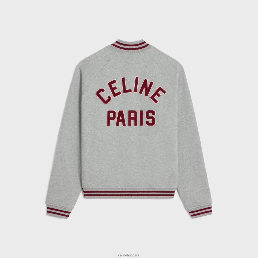 ruházat CELINE teddy egyetemi kabát pamut polárból szürke melanzs/vörös szőlő/off w férfiak J6P4881844