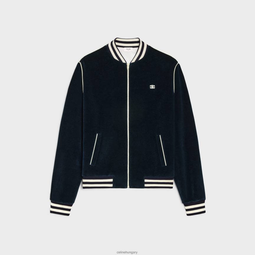 ruházat CELINE triomphe teddy kabát bársony mezből éjfél/ecru férfiak J6P4881847