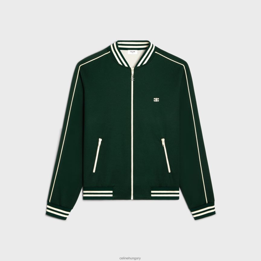 ruházat CELINE triomphe teddy kabát dupla arcú mezben sötétzöld/törtfehér férfiak J6P4881952