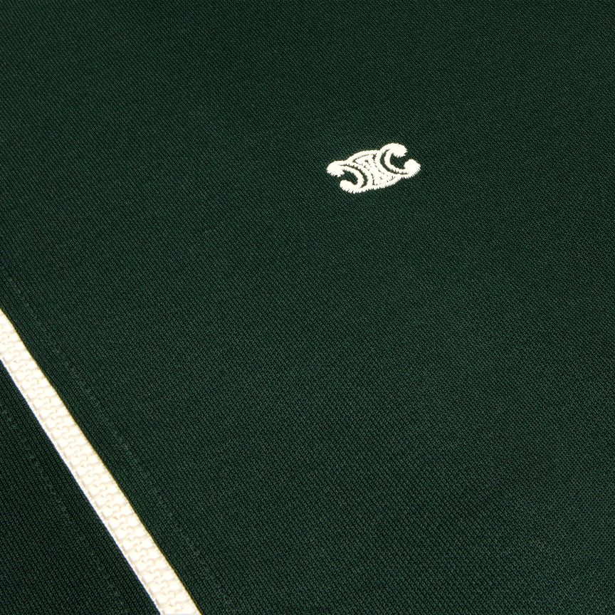 ruházat CELINE triomphe teddy kabát dupla arcú mezben sötétzöld/törtfehér férfiak J6P4881952