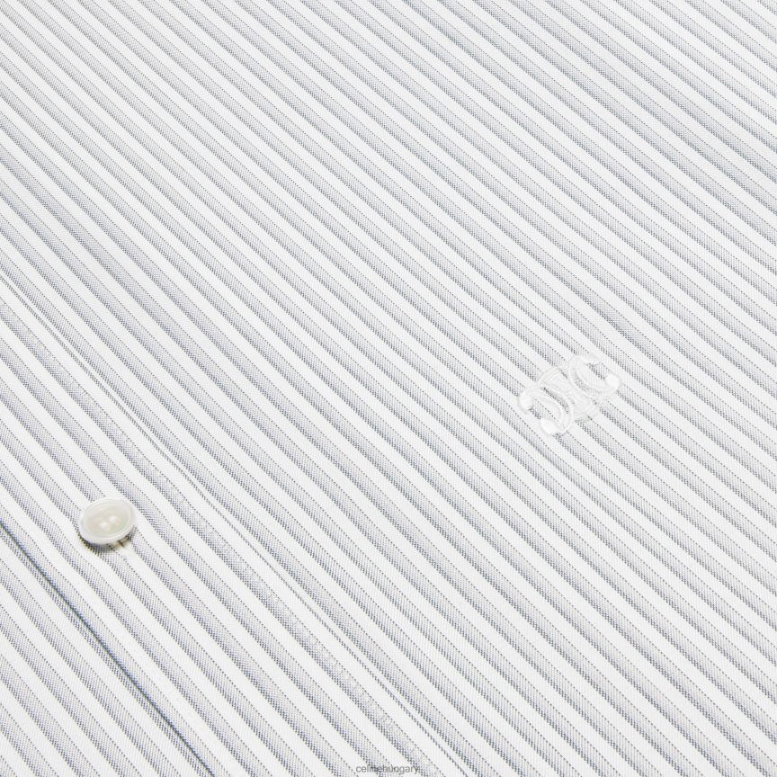 ruházat CELINE bő carnaby ing csíkos selyemből craie/quartz/gris férfiak J6P4881909