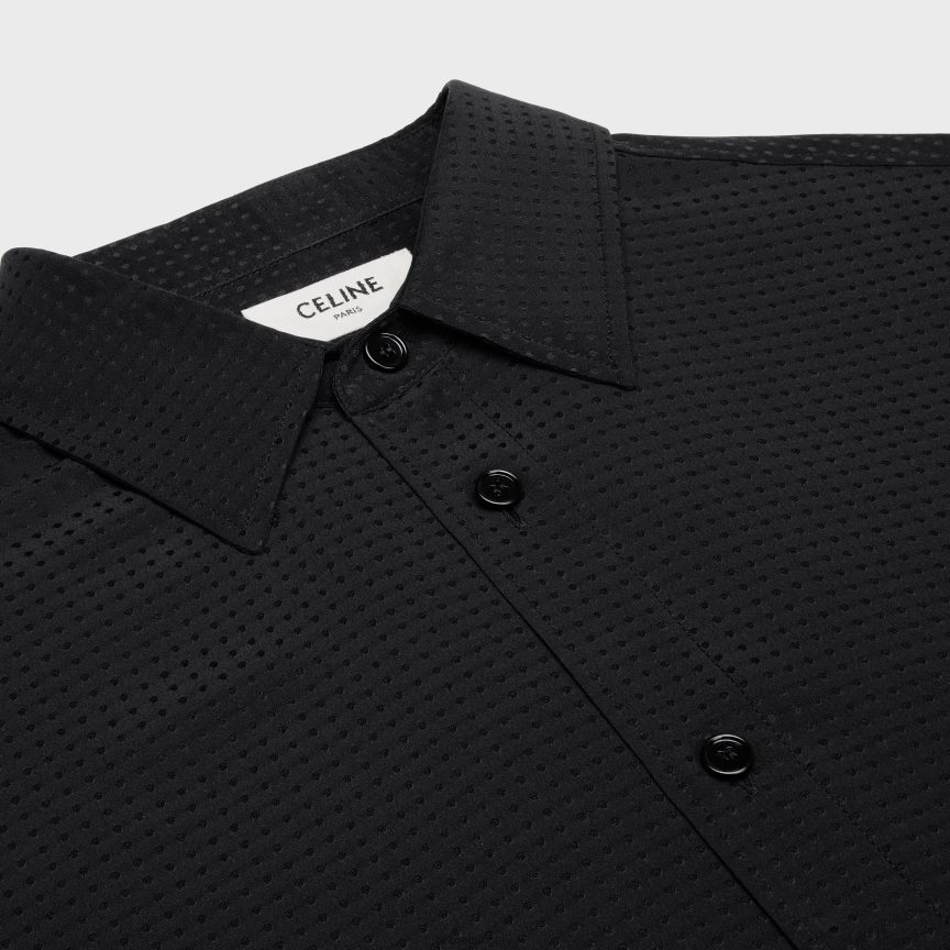 ruházat CELINE bő ing fényes matt nyomott selyemből fekete férfiak J6P4881917