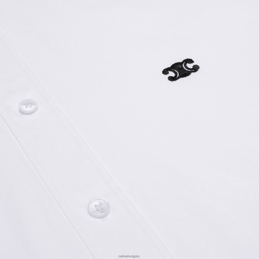 ruházat CELINE bő ing felfordított gallérral pamut poplinból fehér férfiak J6P4881915